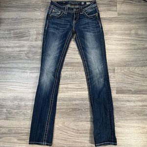 Miss Me Y2K Embellished w/ Bling Signature Rise Straight Leg Jeans Women's 26